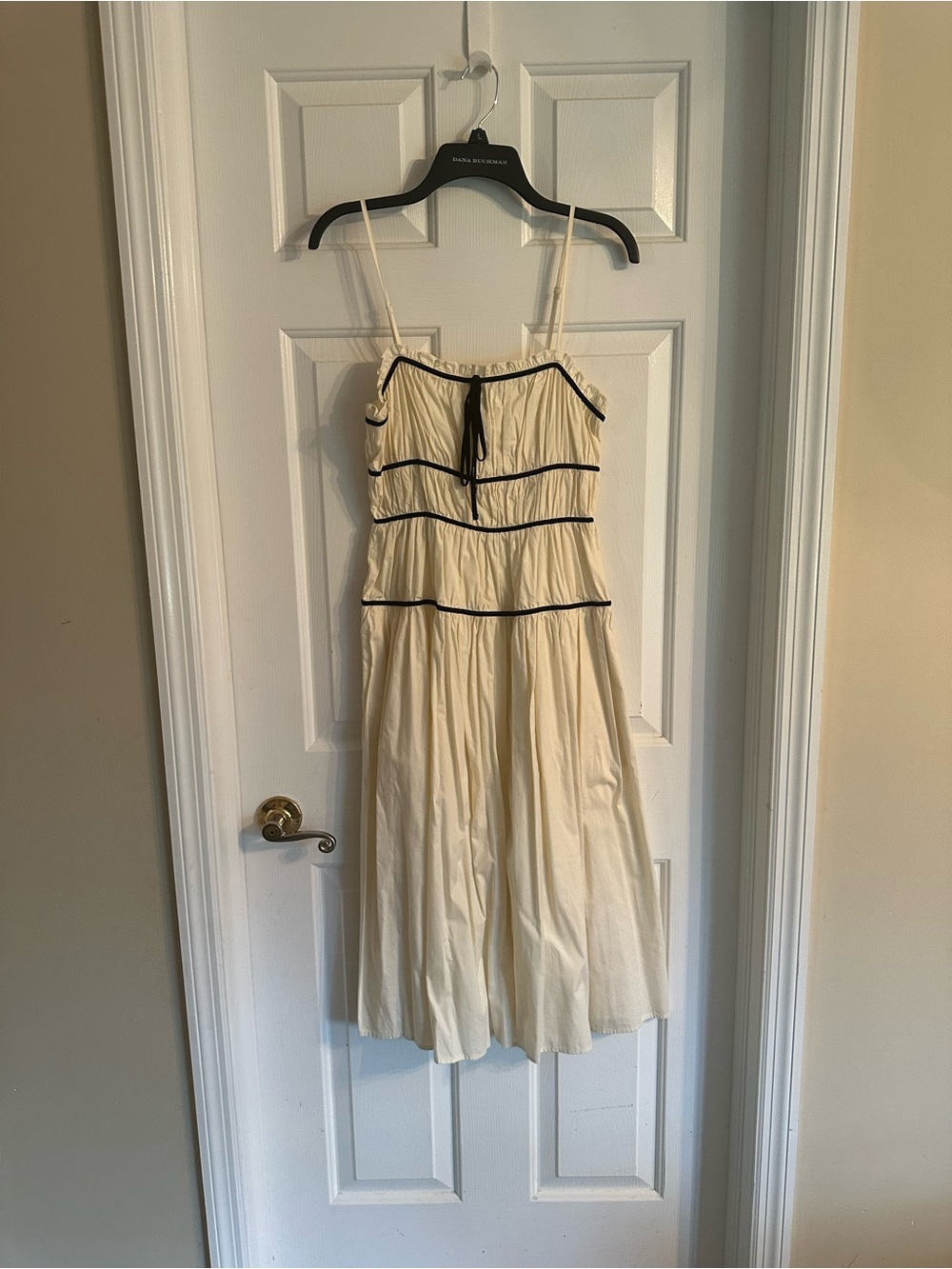 Storia Cream Midi Dress with Black Trim - Picture 6 of 6